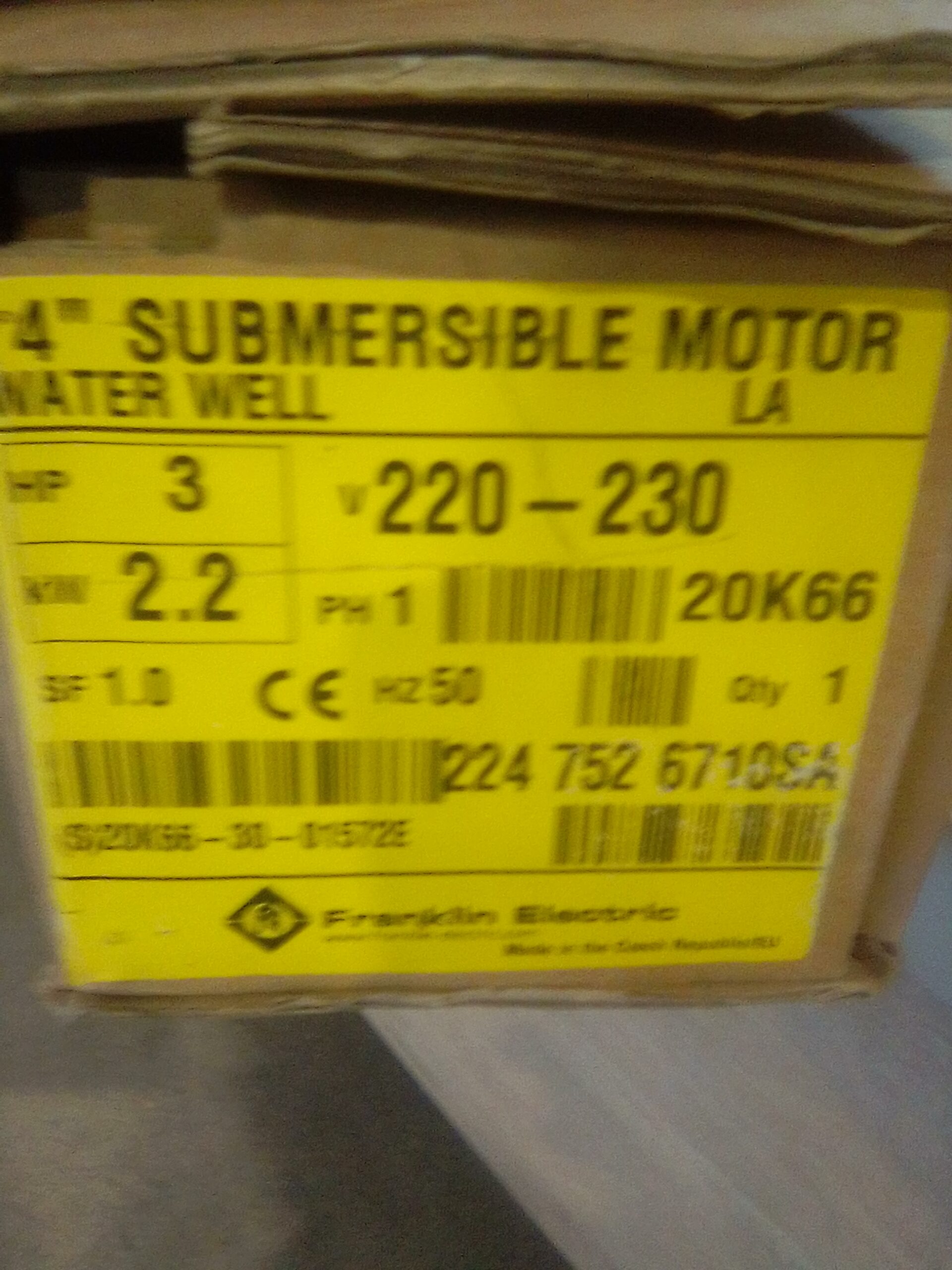 Franklin 2.2 Kw 220 V submersible motor